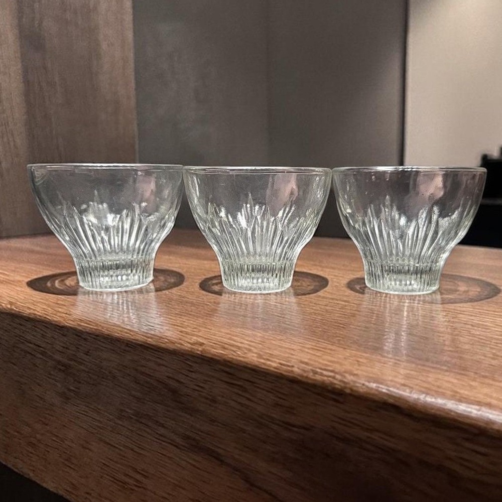 Indiana Glass Footed Cocktail Glasses, Set of 3, Vintage Ribbed Design Tumblers - Picture 1 of 11